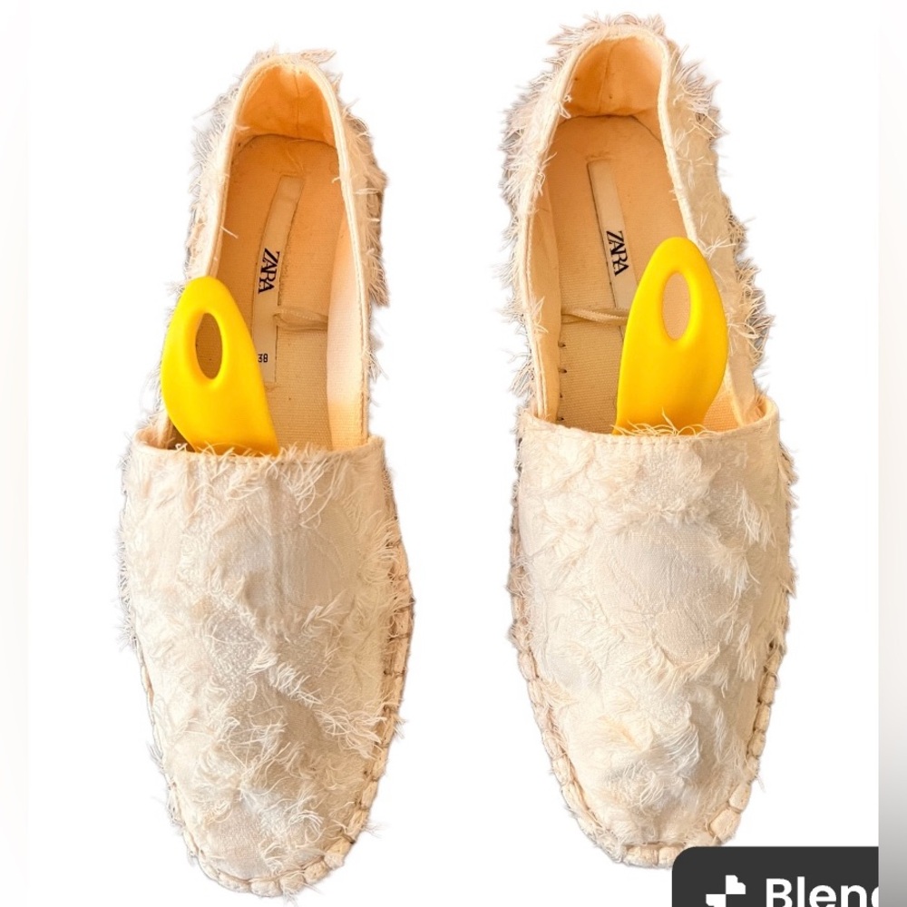 Zara Off White Fabric Espadrille, Size  38